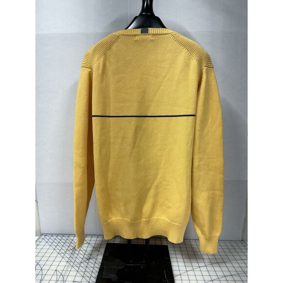 Vintage Nautica Sweater Mens Large Yellow Long Sleeve Crew Neck Cotton Pullover - Picture 2 of 8